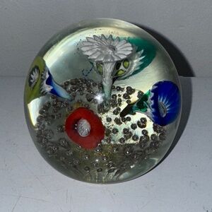 Vintage Fratelli Toso Murano Art Glass Paperweight Bullicante Trumpet Flowers